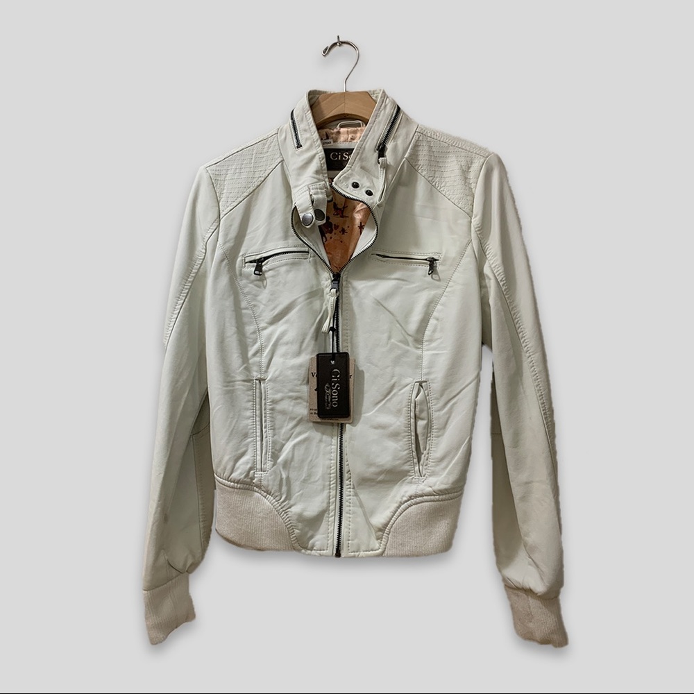 Ci Sono By Cavalini Faux Leather Jacket - White